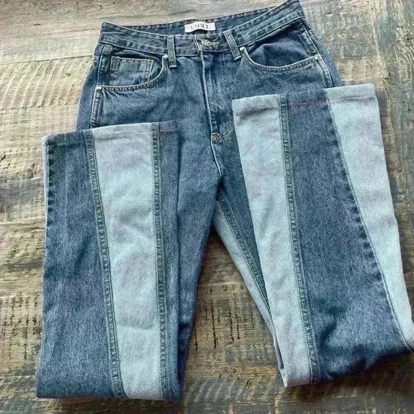 TABLE Jeans Two Tone Flare Bottom Size 1 - Picture 1 of 10